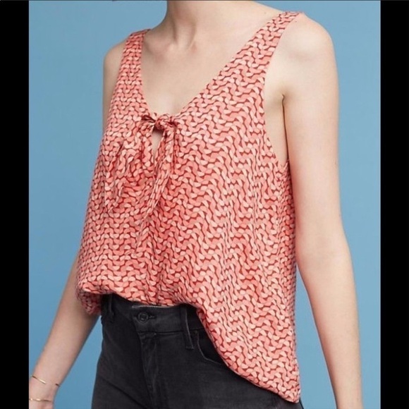 Anthropologie Maeve NWT Verana Printed Tie Front Sleeveless Top Pink/Ivory Large - Picture 1 of 12